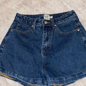 SALE: Princess Polly Dark denim high waist shorts